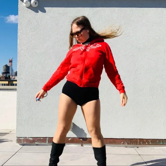 Vintage 2in1 Wonder Woman Red White Blue Star Stripe Double Side Turning Hoodie - Picture 13 of 16